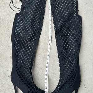 Cape Robbin Black Over the Knee Boots with Textured Design